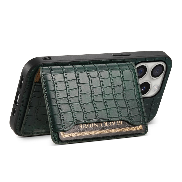 For iPhone 16 Pro Max Crocodile Texture Card Bag Design Full Coverage Phone Case