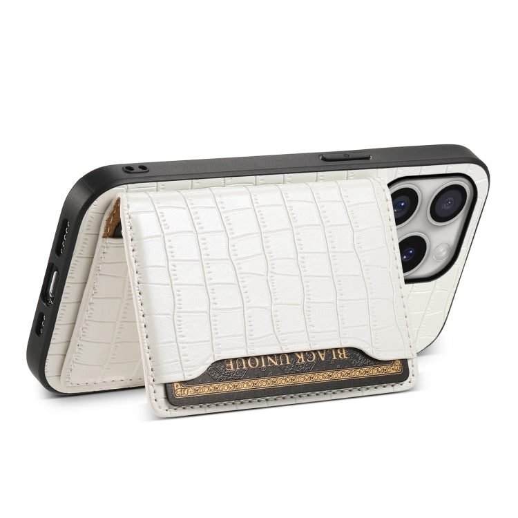 For iPhone 16 Pro Max Crocodile Texture Card Bag Design Full Coverage Phone Case