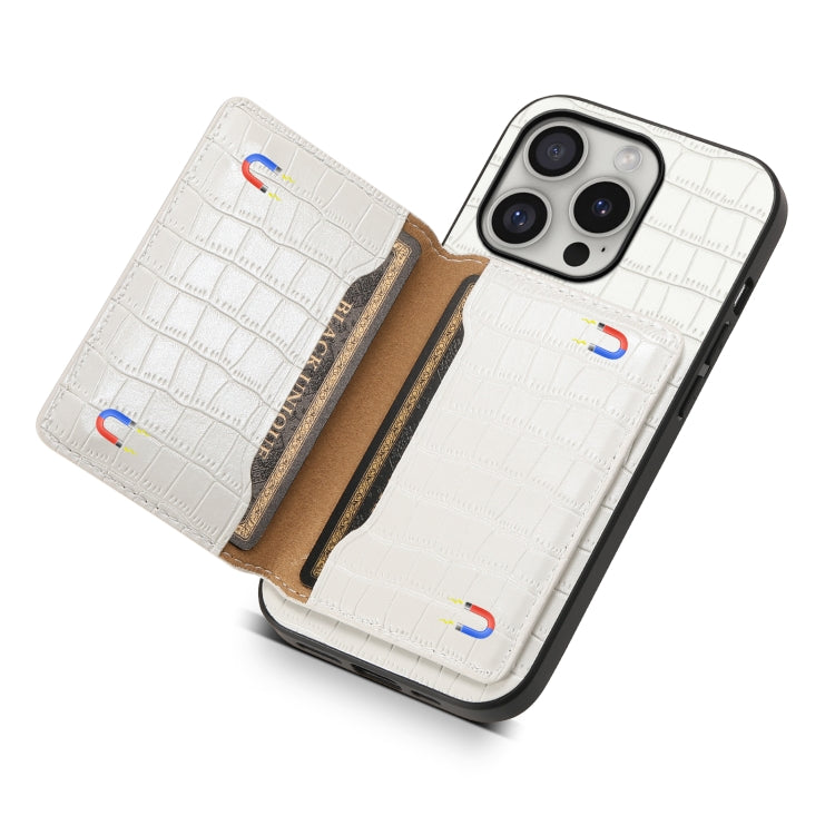 For iPhone 16 Pro Max Crocodile Texture Card Bag Design Full Coverage Phone Case