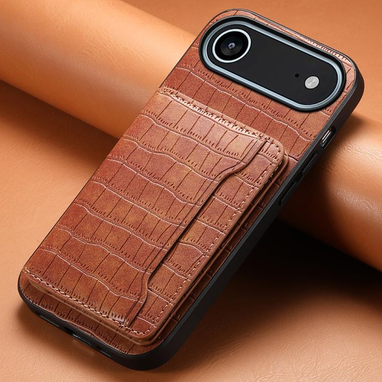 For iPhone Air Crocodile Texture Card Bag Design Full Coverage Phone Case