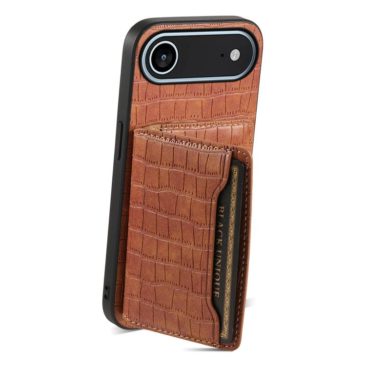 For iPhone Air Crocodile Texture Card Bag Design Full Coverage Phone Case