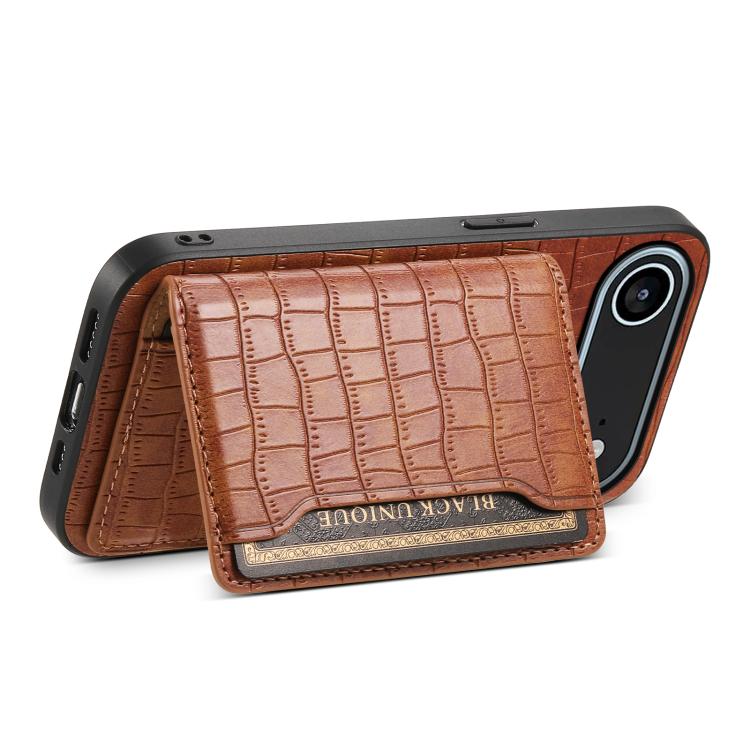 For iPhone Air Crocodile Texture Card Bag Design Full Coverage Phone Case