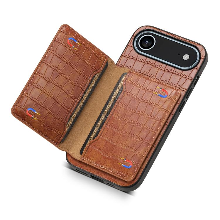 For iPhone Air Crocodile Texture Card Bag Design Full Coverage Phone Case