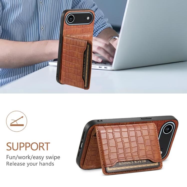 For iPhone Air Crocodile Texture Card Bag Design Full Coverage Phone Case