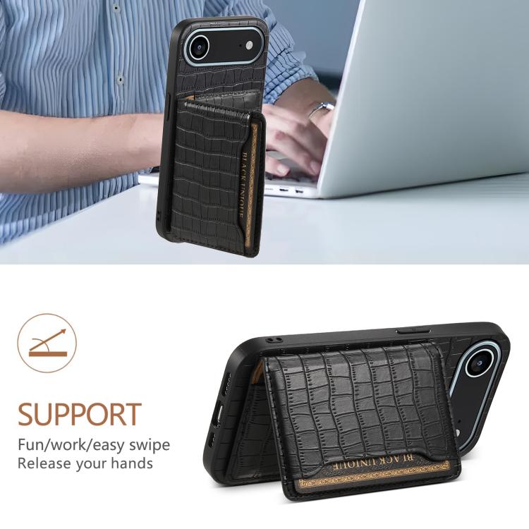 For iPhone Air Crocodile Texture Card Bag Design Full Coverage Phone Case
