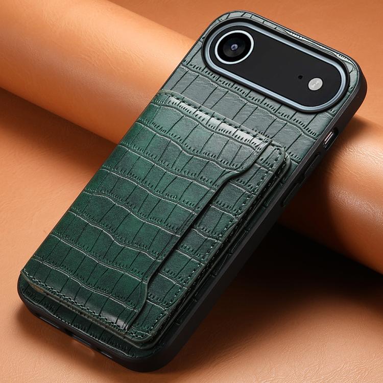 For iPhone Air Crocodile Texture Card Bag Design Full Coverage Phone Case