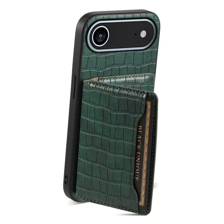 For iPhone Air Crocodile Texture Card Bag Design Full Coverage Phone Case