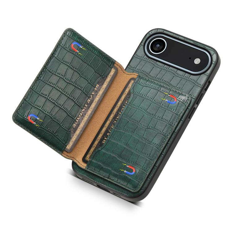 For iPhone Air Crocodile Texture Card Bag Design Full Coverage Phone Case