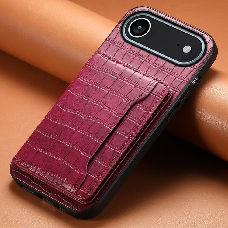 For iPhone Air Crocodile Texture Card Bag Design Full Coverage Phone Case