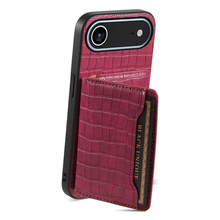 For iPhone Air Crocodile Texture Card Bag Design Full Coverage Phone Case