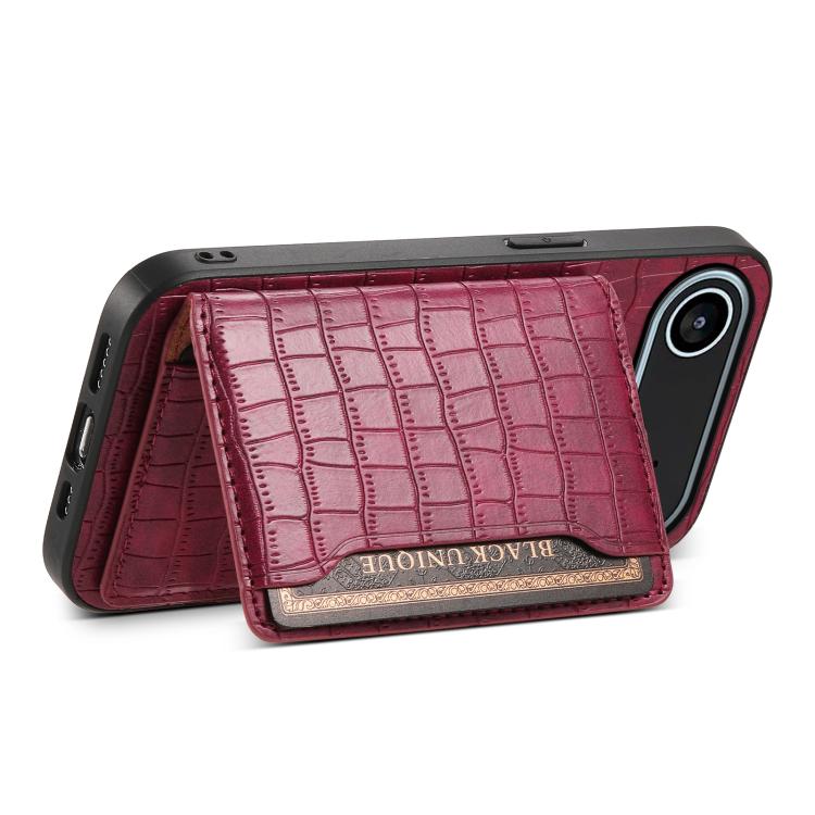 For iPhone Air Crocodile Texture Card Bag Design Full Coverage Phone Case