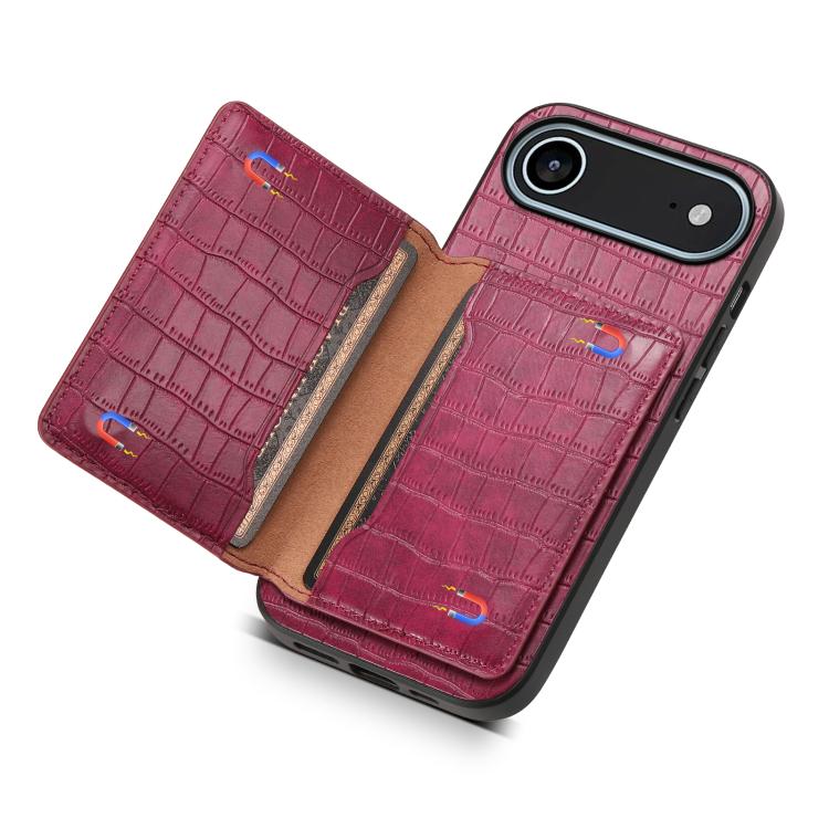 For iPhone Air Crocodile Texture Card Bag Design Full Coverage Phone Case