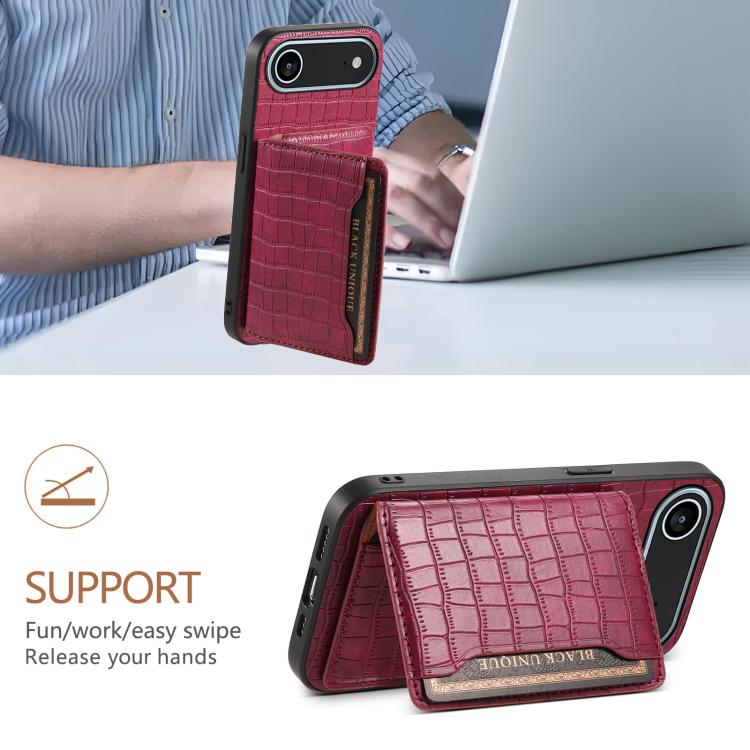 For iPhone Air Crocodile Texture Card Bag Design Full Coverage Phone Case