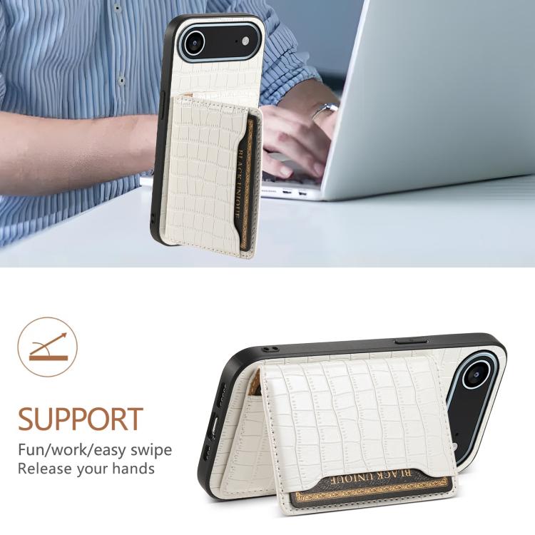 For iPhone Air Crocodile Texture Card Bag Design Full Coverage Phone Case