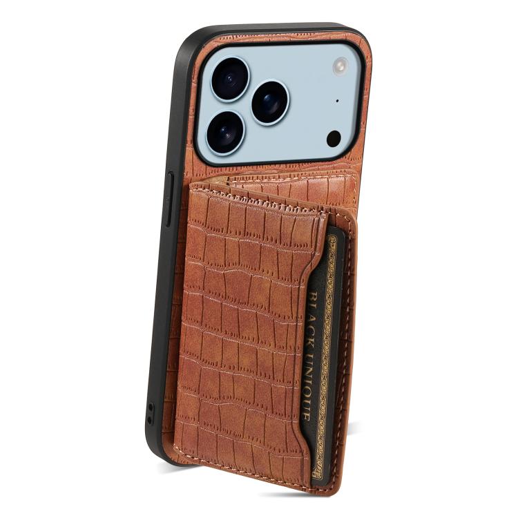 For iPhone 17 Pro Max Crocodile Texture Card Bag Design Full Coverage Phone Case