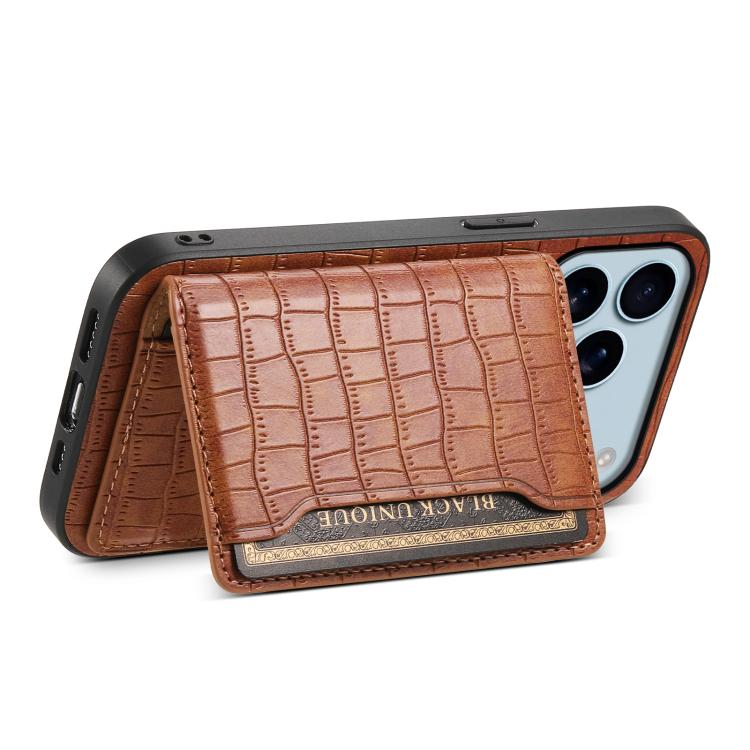 For iPhone 17 Pro Max Crocodile Texture Card Bag Design Full Coverage Phone Case
