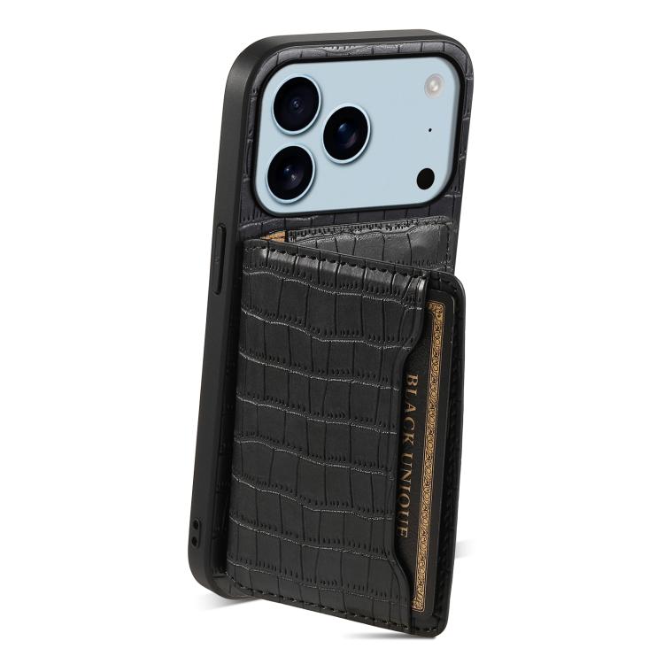 For iPhone 17 Pro Max Crocodile Texture Card Bag Design Full Coverage Phone Case