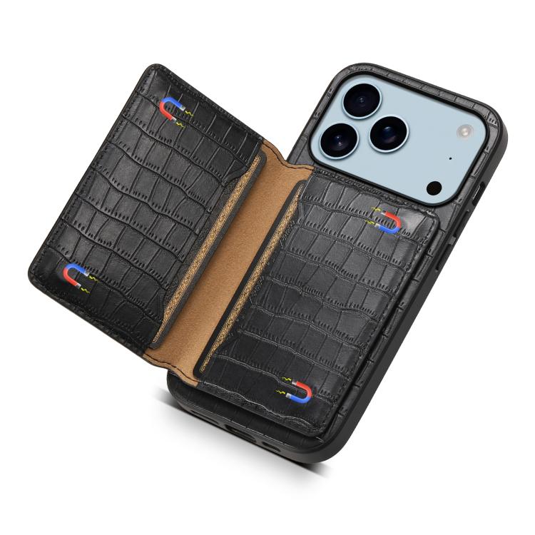 For iPhone 17 Pro Max Crocodile Texture Card Bag Design Full Coverage Phone Case