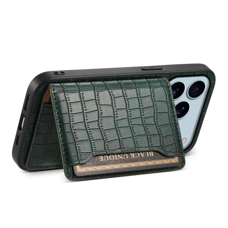 For iPhone 17 Pro Max Crocodile Texture Card Bag Design Full Coverage Phone Case
