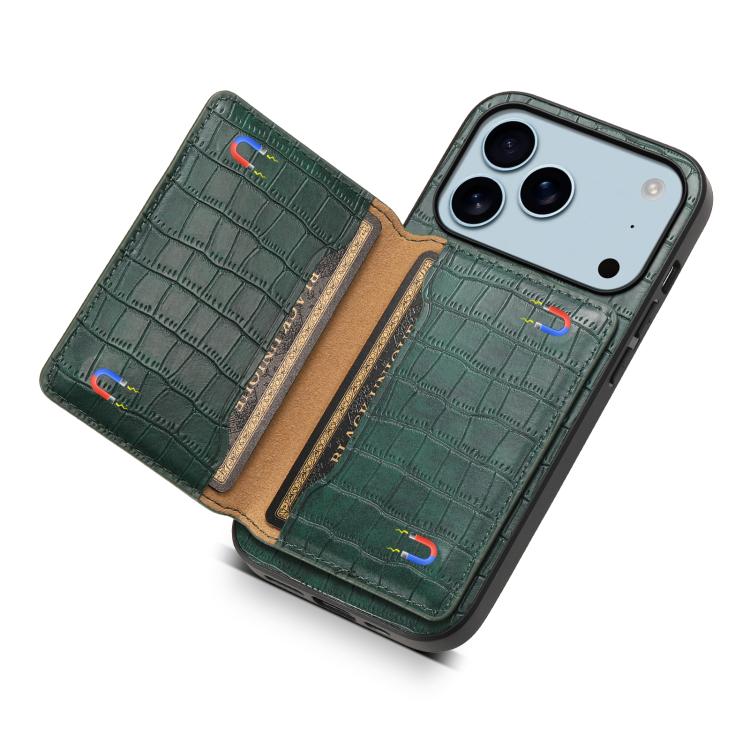 For iPhone 17 Pro Max Crocodile Texture Card Bag Design Full Coverage Phone Case