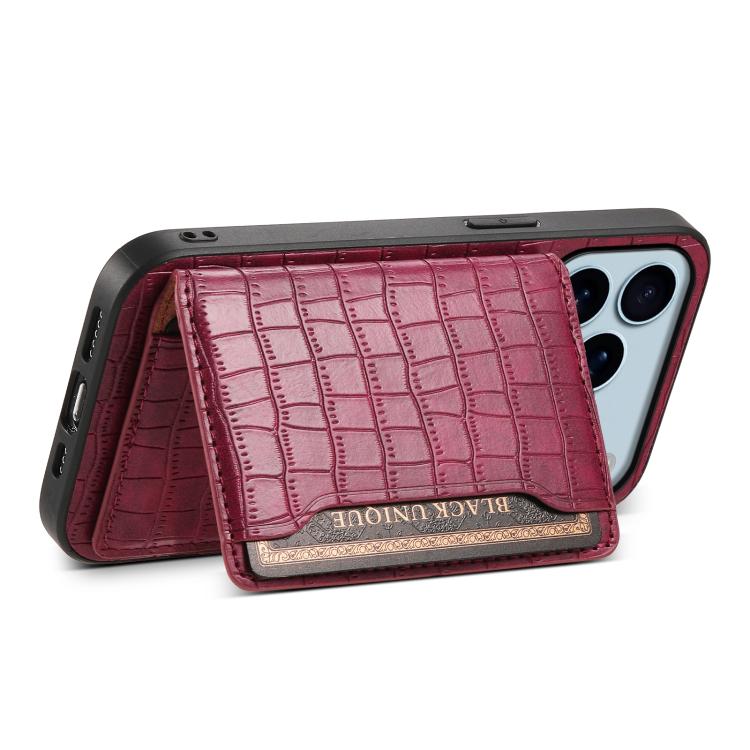 For iPhone 17 Pro Max Crocodile Texture Card Bag Design Full Coverage Phone Case
