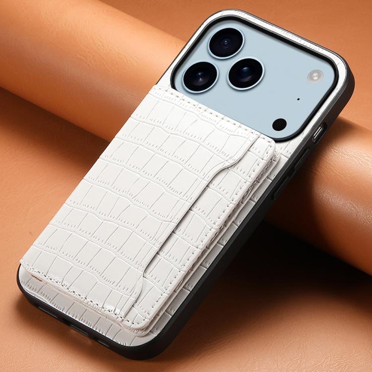 For iPhone 17 Pro Max Crocodile Texture Card Bag Design Full Coverage Phone Case