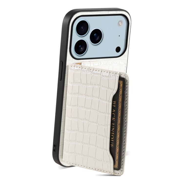 For iPhone 17 Pro Max Crocodile Texture Card Bag Design Full Coverage Phone Case