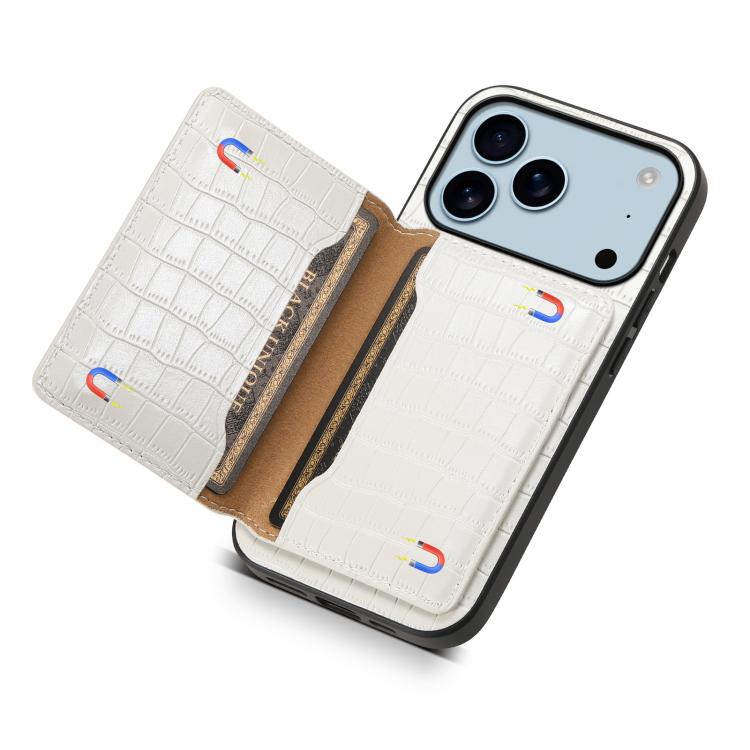 For iPhone 17 Pro Max Crocodile Texture Card Bag Design Full Coverage Phone Case