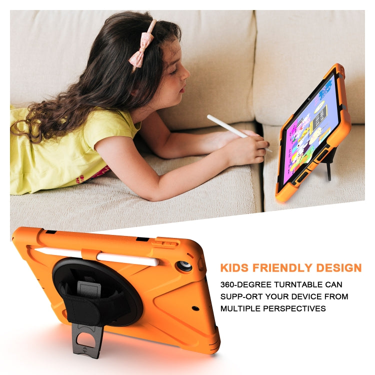 For iPad 10.2 2021 / 2020 / 2019 Shockproof Colorful Silicone + PC Protective Case with Holder & Shoulder Strap & Hand Strap & Pen Slot
