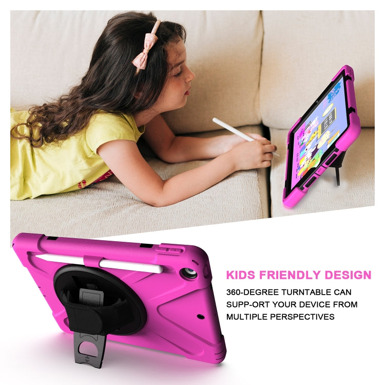 For iPad 10.2 2021 / 2020 / 2019 Shockproof Colorful Silicone + PC Protective Case with Holder & Shoulder Strap & Hand Strap & Pen Slot