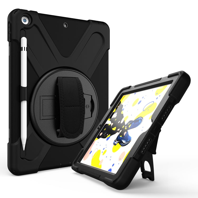 For iPad 10.2 2021 / 2020 / 2019 Shockproof Colorful Silicone + PC Protective Case with Holder & Shoulder Strap & Hand Strap & Pen Slot