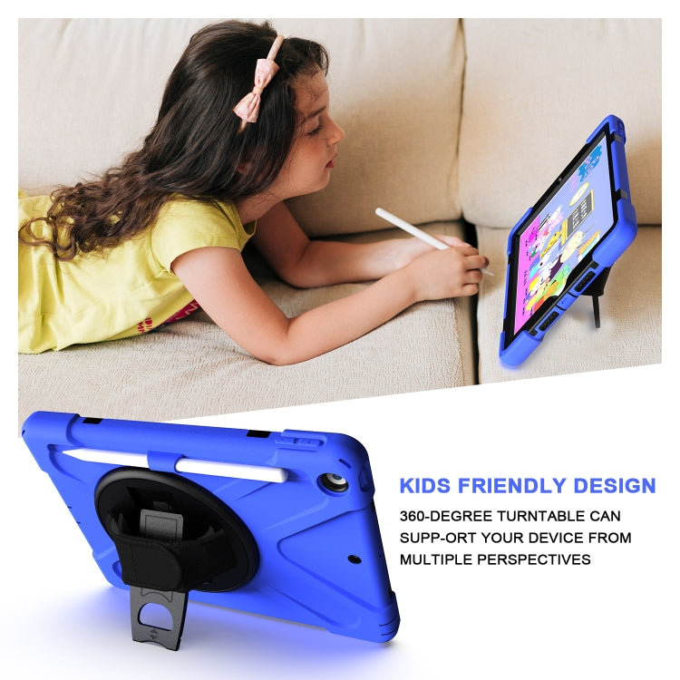 For iPad 10.2 2021 / 2020 / 2019 Shockproof Colorful Silicone + PC Protective Case with Holder & Shoulder Strap & Hand Strap & Pen Slot