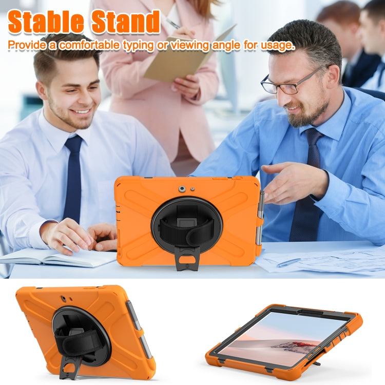 For Microsoft Surface Go 2 Shockproof Colorful Silicone + PC Protective Case with Holder & Shoulder Strap & Hand Strap & Pen Slot