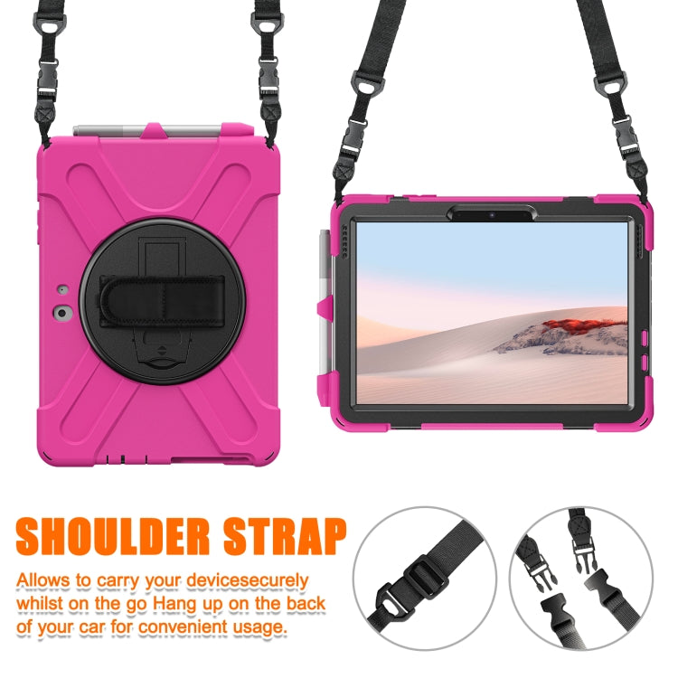 For Microsoft Surface Go 2 Shockproof Colorful Silicone + PC Protective Case with Holder & Shoulder Strap & Hand Strap & Pen Slot