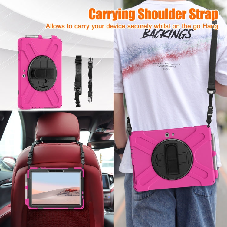 For Microsoft Surface Go 2 Shockproof Colorful Silicone + PC Protective Case with Holder & Shoulder Strap & Hand Strap & Pen Slot