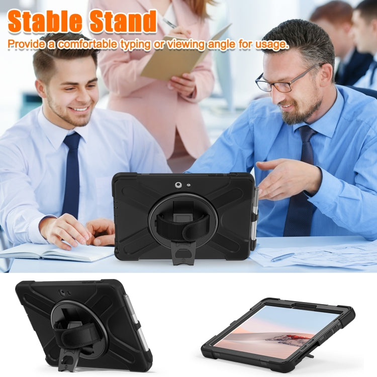 For Microsoft Surface Go 2 Shockproof Colorful Silicone + PC Protective Case with Holder & Shoulder Strap & Hand Strap & Pen Slot