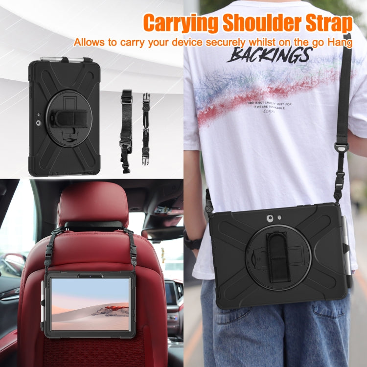 For Microsoft Surface Go 2 Shockproof Colorful Silicone + PC Protective Case with Holder & Shoulder Strap & Hand Strap & Pen Slot