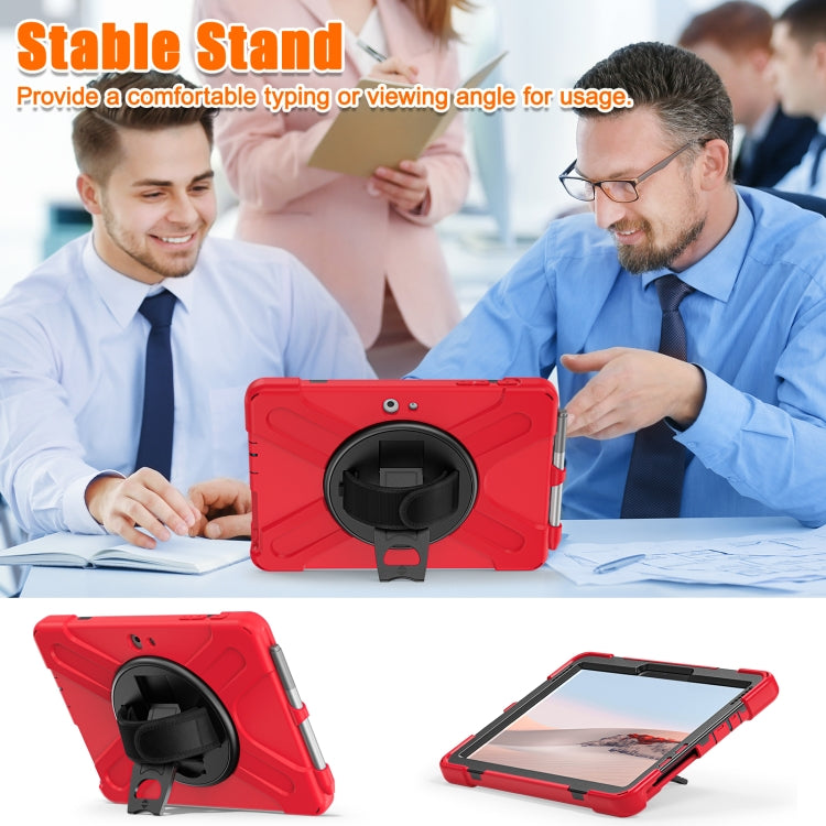 For Microsoft Surface Go 2 Shockproof Colorful Silicone + PC Protective Case with Holder & Shoulder Strap & Hand Strap & Pen Slot