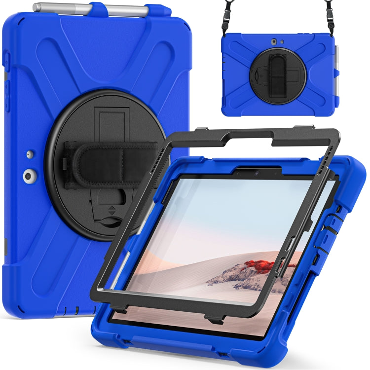 For Microsoft Surface Go 2 Shockproof Colorful Silicone + PC Protective Case with Holder & Shoulder Strap & Hand Strap & Pen Slot