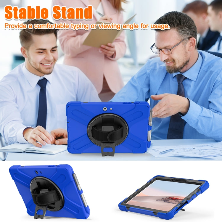 For Microsoft Surface Go 2 Shockproof Colorful Silicone + PC Protective Case with Holder & Shoulder Strap & Hand Strap & Pen Slot