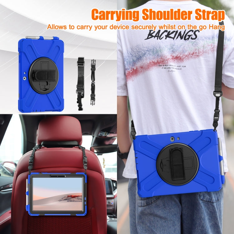 For Microsoft Surface Go 2 Shockproof Colorful Silicone + PC Protective Case with Holder & Shoulder Strap & Hand Strap & Pen Slot