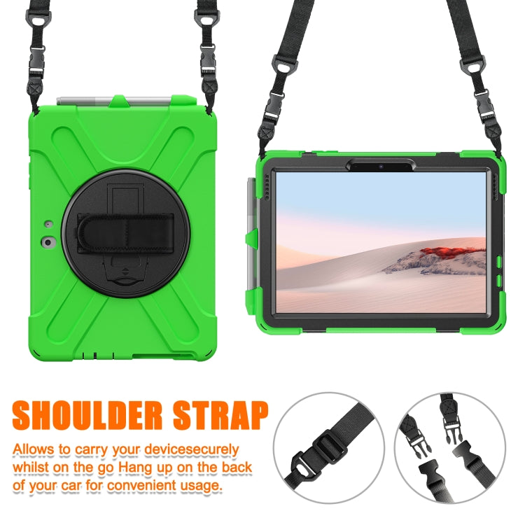 For Microsoft Surface Go 2 Shockproof Colorful Silicone + PC Protective Case with Holder & Shoulder Strap & Hand Strap & Pen Slot