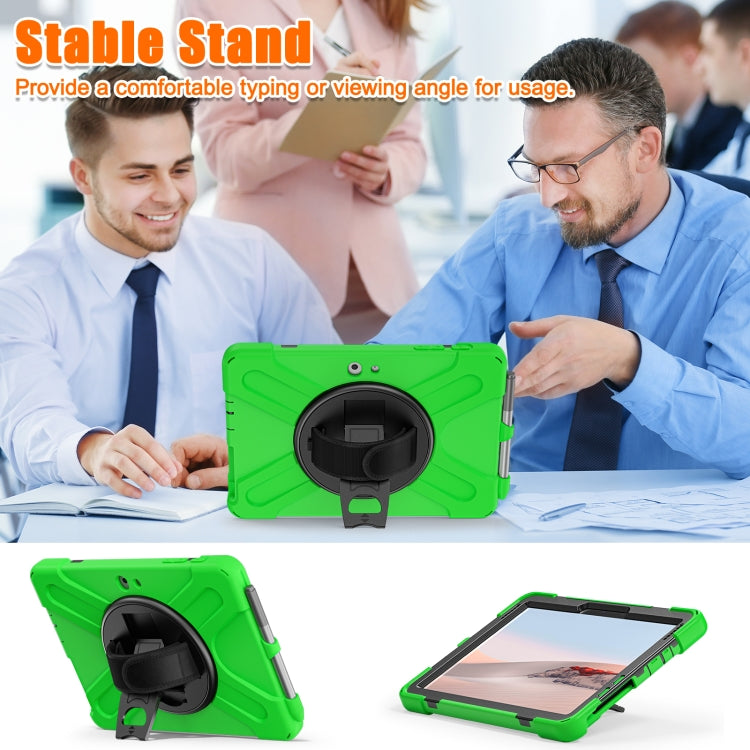 For Microsoft Surface Go 2 Shockproof Colorful Silicone + PC Protective Case with Holder & Shoulder Strap & Hand Strap & Pen Slot