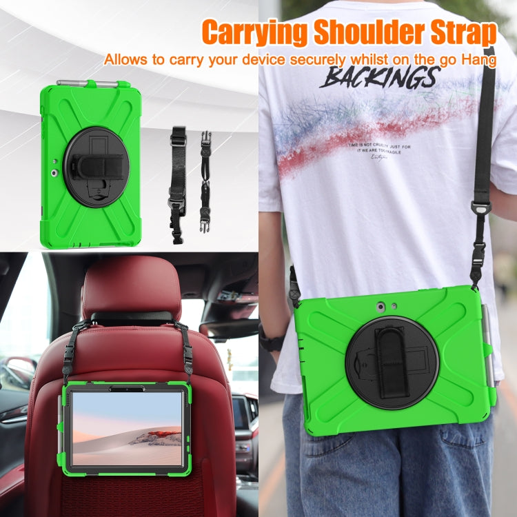 For Microsoft Surface Go 2 Shockproof Colorful Silicone + PC Protective Case with Holder & Shoulder Strap & Hand Strap & Pen Slot