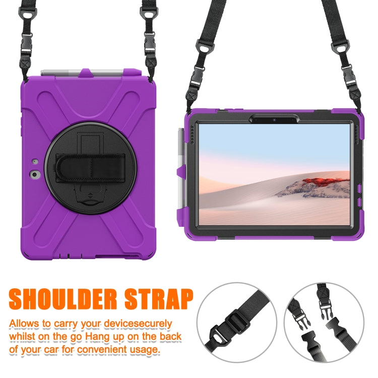 For Microsoft Surface Go 2 Shockproof Colorful Silicone + PC Protective Case with Holder & Shoulder Strap & Hand Strap & Pen Slot