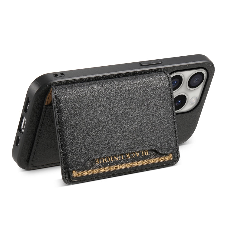 For iPhone 16 Pro Calf Texture Card Bag Design Full Coverage Phone Case