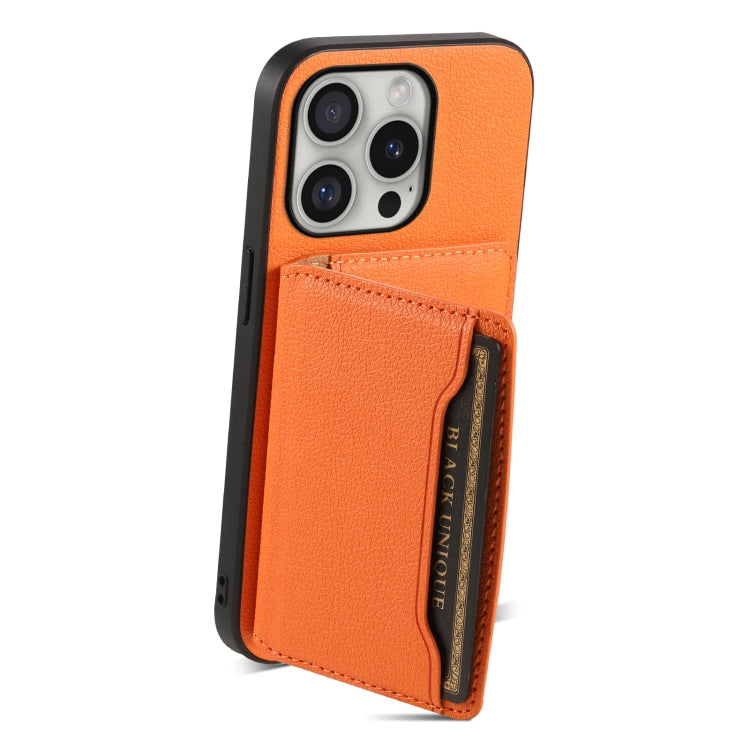 For iPhone 16 Pro Calf Texture Card Bag Design Full Coverage Phone Case