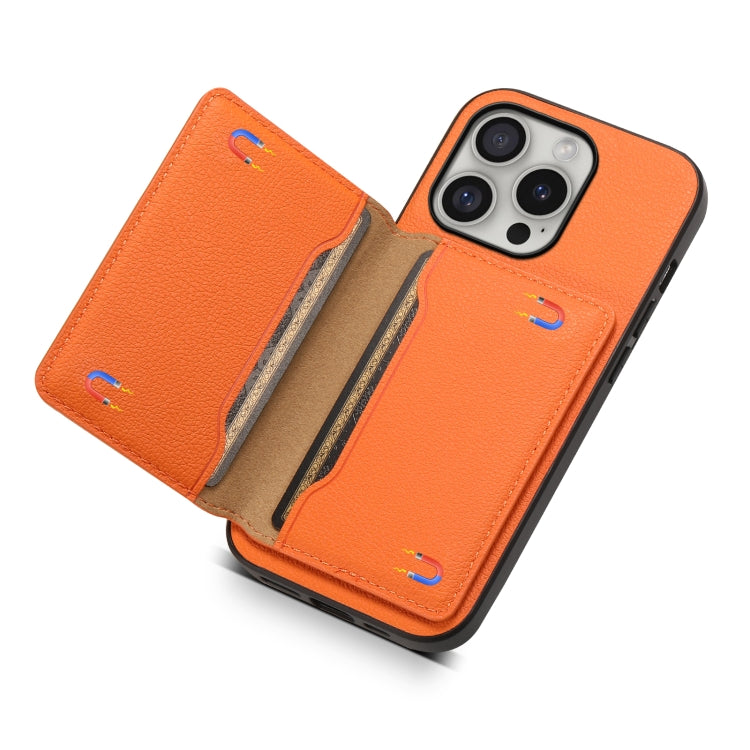 For iPhone 16 Pro Calf Texture Card Bag Design Full Coverage Phone Case