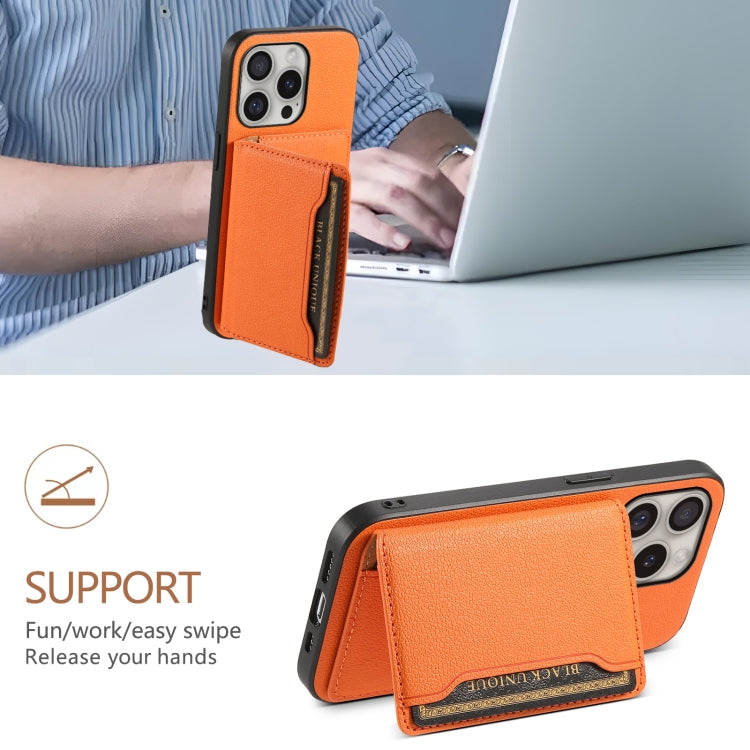 For iPhone 16 Pro Calf Texture Card Bag Design Full Coverage Phone Case