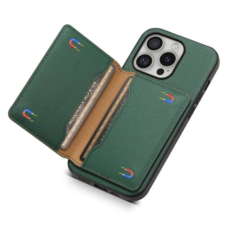For iPhone 16 Pro Calf Texture Card Bag Design Full Coverage Phone Case